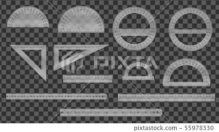 School set of plastic measure ruler, protractor 55978330