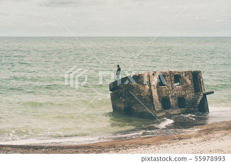 Man stands on the part of the destroyed fort Man stands on the part of the destroyed fort 55978993