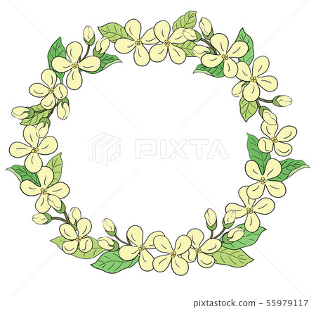 桂花和葉子組成的花圈 55979117