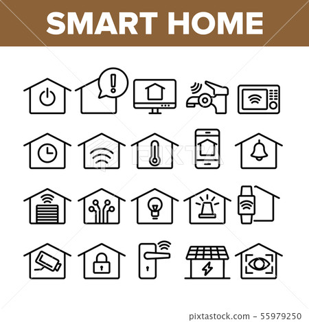 Collection Smart Home Thin Line Icons Set Vector - Stock Illustration ...