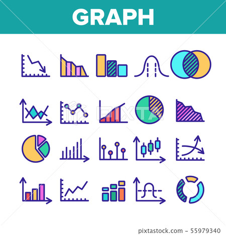Color Different Graph Sign Icons Set Vector - Stock Illustration ...