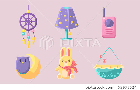 Newborn Baby Accessories Set, Baby Shower Elements, Dream Catcher, Bunny, Baby Monitor, Lamp, Cradle Newborn Baby Accessories Set, Baby Shower Elements, Dream Catcher, Bunny, Baby Monitor, Lamp, Cradle 55979524