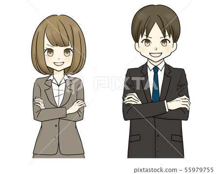 Suit-arms crossed women / men-bullish smile 55979755