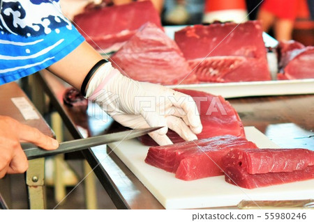Tuna dismantling show Material background Akune City Kagoshima Prefecture 55980246
