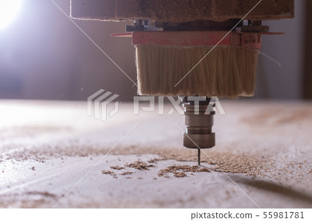 wood, factory, production concept - cutting instrument and brush at the factory 55981781