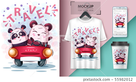 Cute bear and panda unicorn poster and merchandising Cute bear and panda unicorn poster and merchandising 55982012