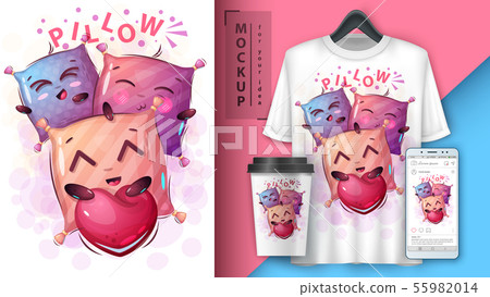 Set cute pillow - mockup for your idea Set cute pillow - mockup for your idea 55982014