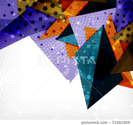 Modern origami card. Modern origami design element. Color geometric pattern. Abstract low-poly 55982809