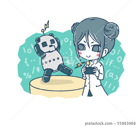 中國女兒控制一個鬆散的熊貓機器人 55983068