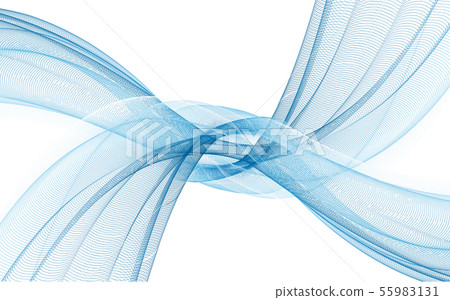 blue fabric flowing wave shape background 55983131