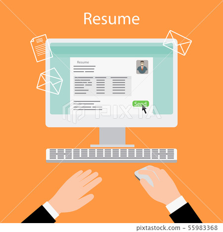 Writing a resume on computer 55983368