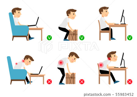 Man correct and incorrect postures Man correct and incorrect postures 55983452