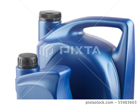two blue plastic canister for lubricants two blue plastic canister for lubricants 55983603