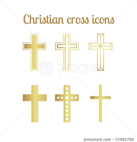 Golden christian cross icons 55983788