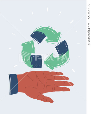 Sketch doodle recycle reuse symbol 55984409