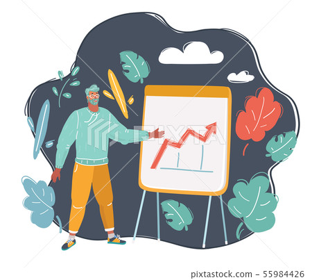 Man at the flipchart on dark. 55984426