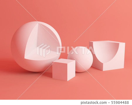 3d geometric shapes over pink background 3d geometric shapes over pink background 55984488