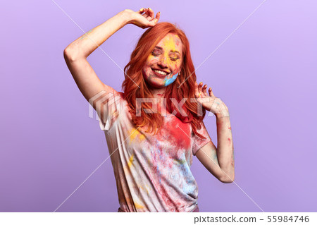 emotional smiling girl enjoying the party 55984746