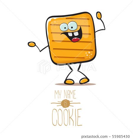 vector funny hand drawn square cracker homemade chip cookie character isolated on white background 55985430