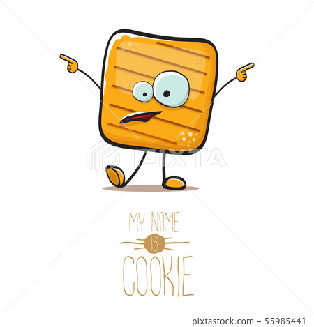 vector funny hand drawn square cracker homemade chip cookie character isolated on white background 55985441