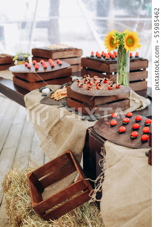 party corporate food buffet appetizers fish 55985462