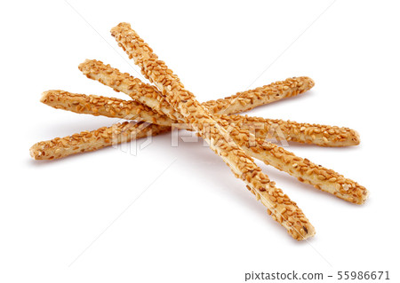 Sesame stick crackers or grissini isolated Sesame stick crackers or grissini isolated 55986671