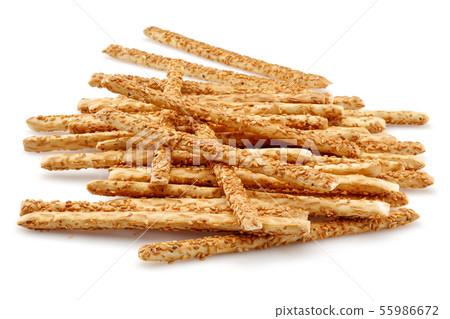Sesame stick crackers or grissini isolated Sesame stick crackers or grissini isolated 55986672