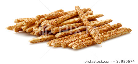 Sesame stick crackers or grissini isolated Sesame stick crackers or grissini isolated 55986674