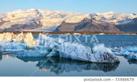 Beautifull landscape with floating icebergs in Beautifull landscape with floating icebergs in 55986679