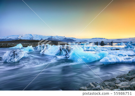 Beautifull landscape with floating icebergs in 55986751
