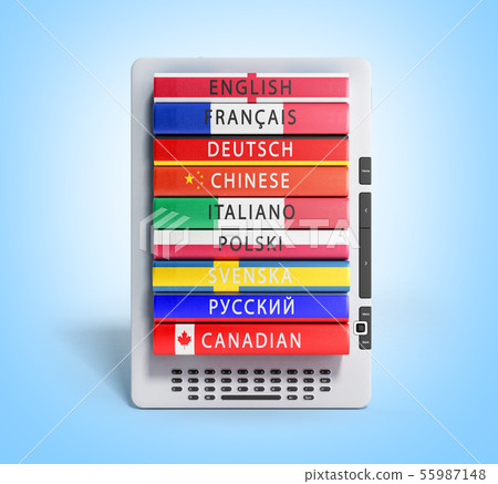 e-boock audio learning languages 3d render on e-boock audio learning languages 3d render on 55987148