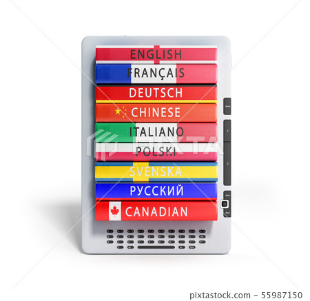 e-boock audio learning languages 3d render on e-boock audio learning languages 3d render on 55987150
