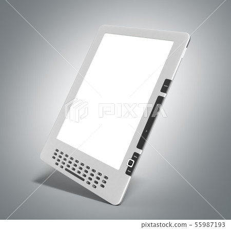 blank E-book reader 3d render image on on grey 55987193