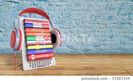 e-boock learning languages online 3d render on