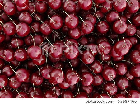 Red Cherries 3d render as background Red Cherries 3d render as background 55987460