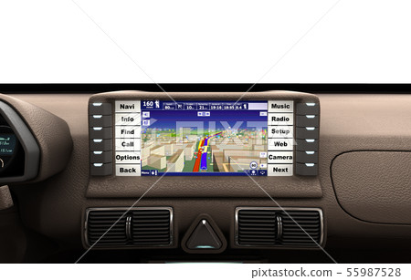 Navigation device in the car 3d render Navigation device in the car 3d render 55987528