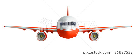 white and red airplane 3d rendering on white 55987532