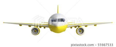 white and yelow airplane 3d rendering on white 55987533