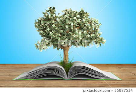 tree growing from book A big open book with tree 55987534