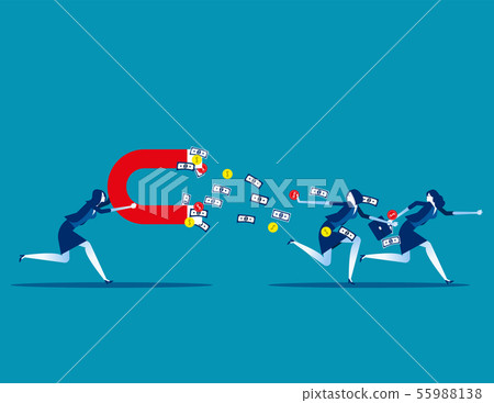Business holding large magnet and attract money 55988138