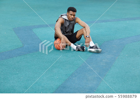 African Basketbal Player Resting 55988879
