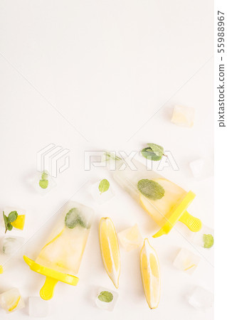 Natural Vegan Lemon Ice Cream with Mint 55988967