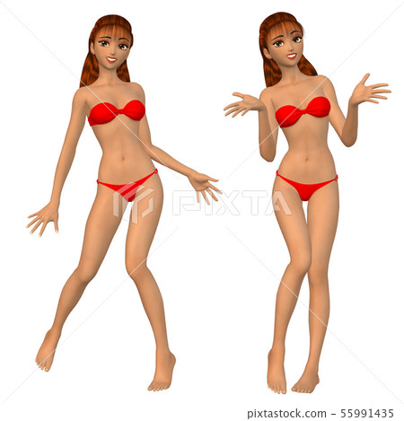 Cartoon girl in red bikini 55991435