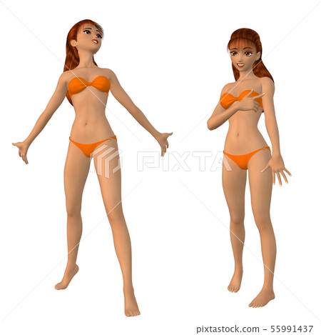 Cartoon girl in orange bikini Cartoon girl in orange bikini 55991437