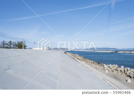 Seawall Embankment Disaster Mitigation Higashimatsushima City Tohoku Region 55991466