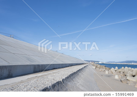 Seawall Embankment Disaster Mitigation Higashimatsushima City Tohoku Region Seawall Embankment Disaster Mitigation Higashimatsushima City Tohoku Region 55991469