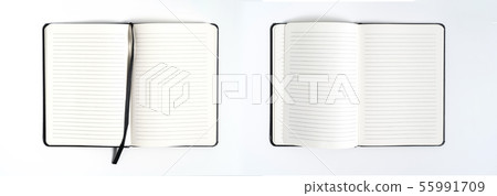 black notebook on white background with clipping 55991709