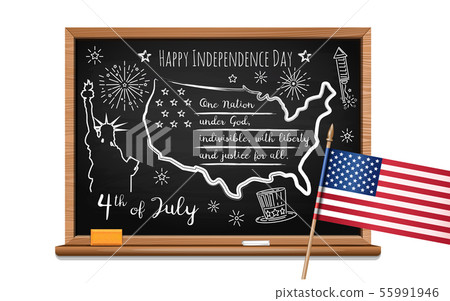 Fourth of July. Chalk inscription on blackboard 55991946