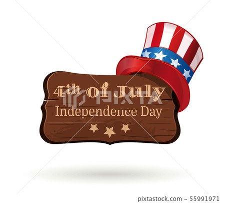 Uncle Sam Hat and wooden board with inscription 55991971