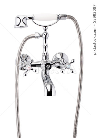 The wall mixer for the bathroom with two valves an 55992087
